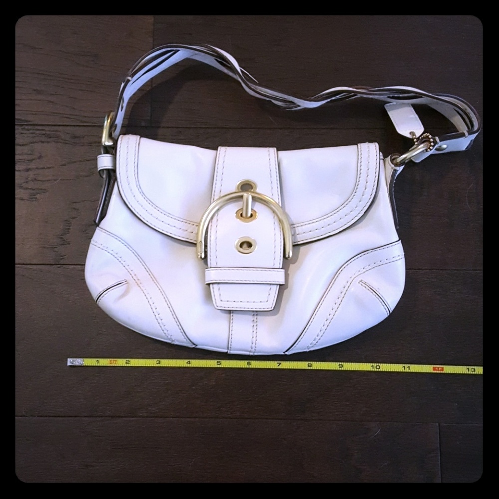 White Gold Coach Leather Small Purse